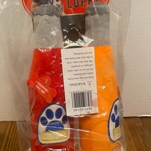 Mario Lopez Plush Dog Toys in Red and Orange